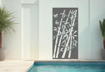 Chic Berry Grey Gloss Bamboo Breeze privacy screen, balancing minimalist elegance with natural beauty.