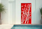 Vibrant Signal Red Bamboo Breeze panel, making a bold impact in contemporary outdoor design.