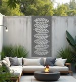 Palm Cascade privacy screen in Berry Grey Gloss, with a modern grey gloss and a cascading palm leaf pattern, enhancing privacy and adding a contemporary touch to outdoor settings.