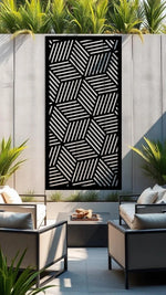 Cubix Rubix privacy screen in Night Sky Matt Black, featuring a bold, geometric cube pattern perfect for adding modern privacy and architectural flair to outdoor spaces.