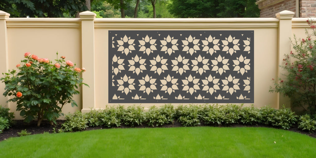 Floral Fiesta screen in Berry Grey Gloss, offering a modern floral design with neutral tones for a stylish yet understated aesthetic.