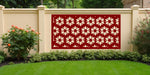 Floral Fiesta decorative privacy screen in Manor Red, showcasing a rich red floral design that creates a dramatic focal point for any outdoor setting.