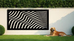 Sleek Fluid Harmony metal wall art panel in Night Sky Matt Black, offering a bold yet minimalistic wave design for contemporary garden or indoor settings.