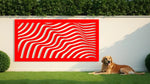 Vivid and energetic Fluid Harmony wall art panel in Signal Red, perfect for making a bold statement with its flowing and artistic wave designs.