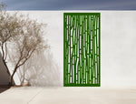 Bamboo-design privacy panel in Mistletoe powder coat, infusing outdoor areas with greenery-inspired aesthetics and privacy