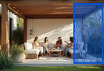 Interwoven Calm privacy screen coated in Blaze Blue Gloss, offering vibrant aesthetics for modern backyard lounges and outdoor entertaining areas