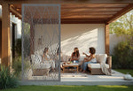 Interwoven Calm privacy screen in Berry Grey Gloss powder coat, enhancing modern terraces with a refined, sleek design