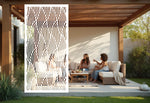 Interwoven Calm privacy screen in Bright White Gloss, providing a sleek, modern accent to poolside areas and garden setups