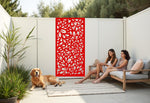 Oasis Dream privacy screen in Signal Red, displaying a vibrant floral design that energizes outdoor areas while providing a stylish privacy solution for gardens and patios.