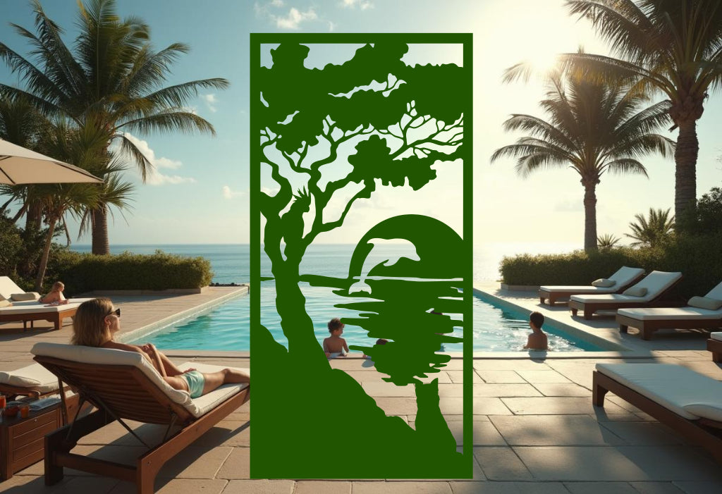 Mistletoe Sunset Serenity screen, harmonizing with lush greenery for a seamless, natural look.