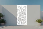 Bamboo Tangle privacy screen in Bright White Gloss, offering a clean and vibrant look that enhances outdoor spaces with its detailed bamboo leaf patterns.