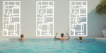 Clean and minimalist Urban Maze screen in Bright White Gloss, perfect for illuminating poolside areas.